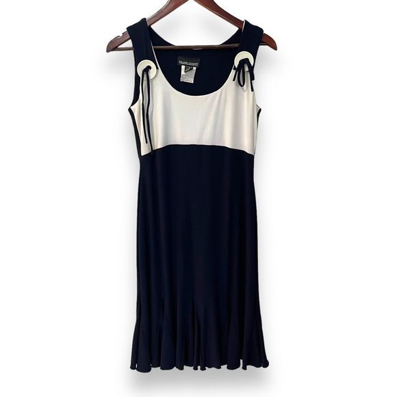 Frank Lyman blue and cream sleeveless dress size 6 - Picture 2 of 9